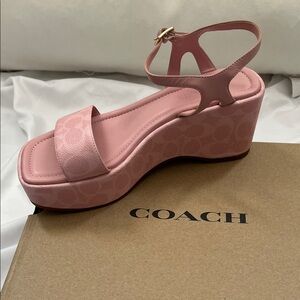 Coach Blush Pink Wedge Sandals